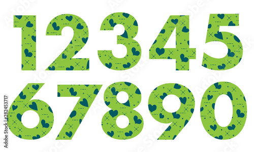 Arabic numerals with hearts.