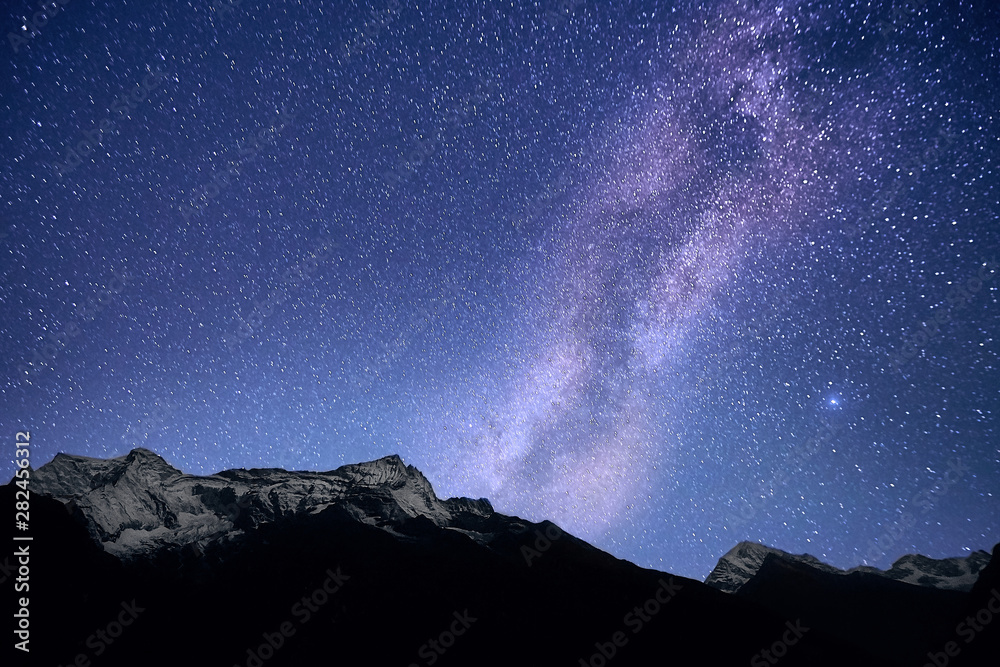 The Milky Way galaxy over the Himalayas. Nepal, Everest region
