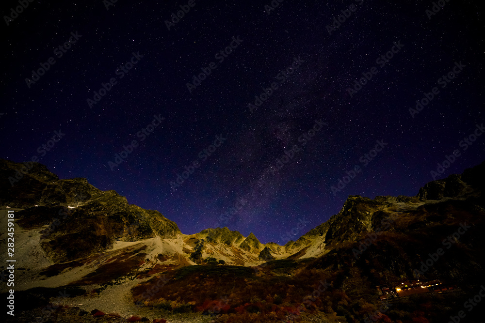 start night in japan alps mountains