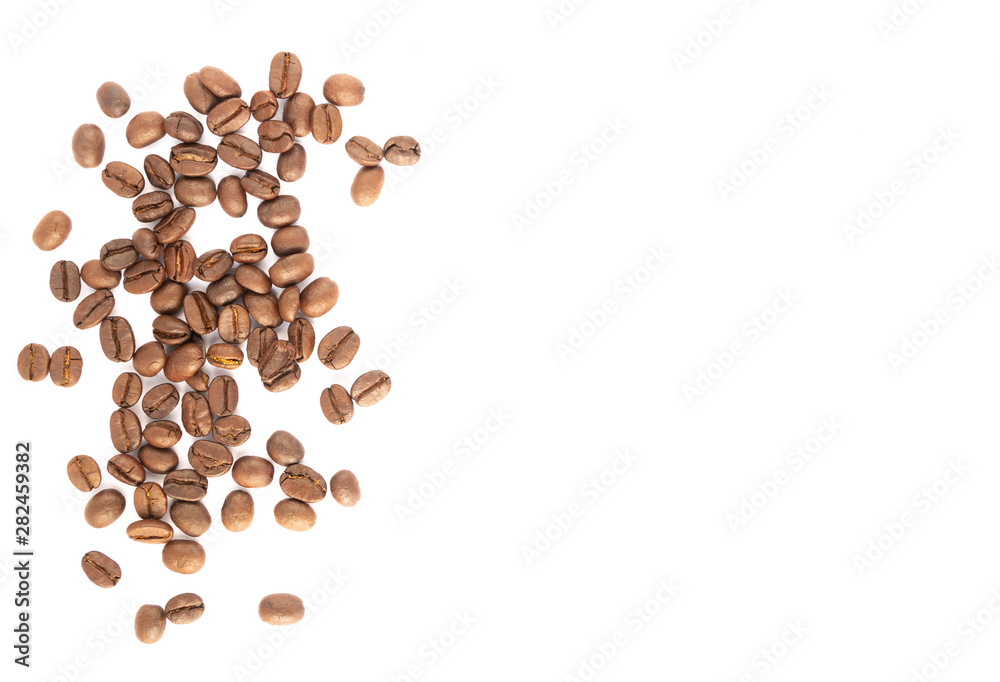 Roasted coffee beans on white background Roasted coffee beans on white background