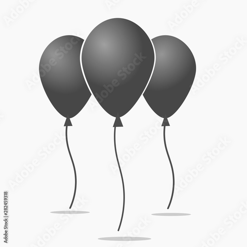 Black balloon on flat design with open space.