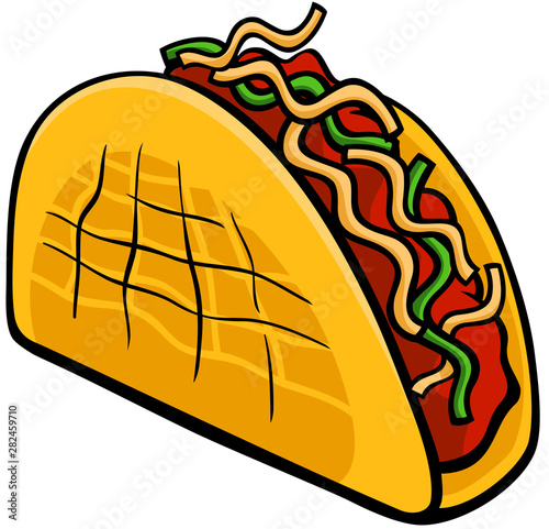 Mexican taco food object cartoon illustration