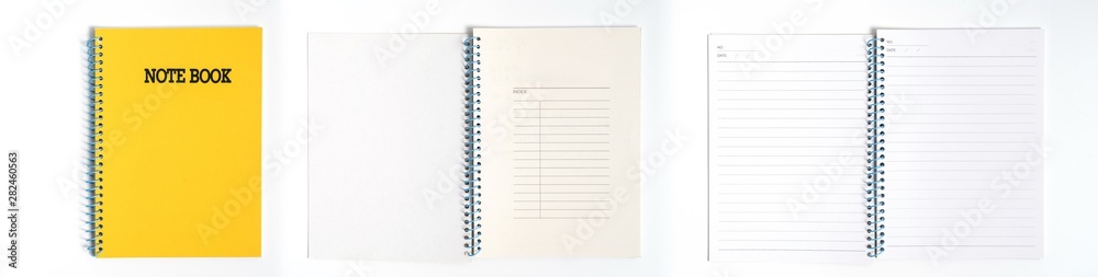 yellow notebook on white background with clipping path - Image - obrazy, fototapety, plakaty 