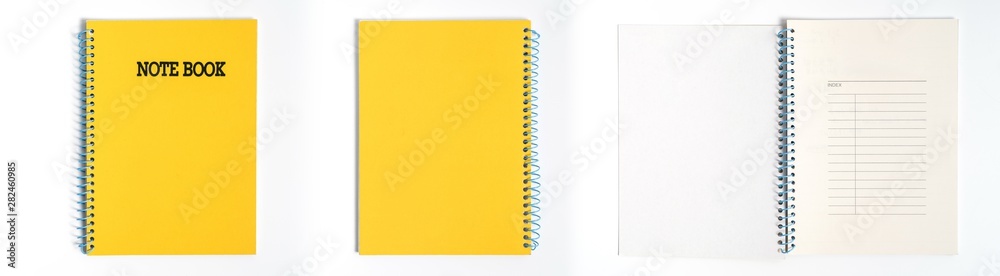 Fototapeta premium yellow notebook on white background with clipping path - Image