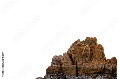 brown rocks and natural surface detail on white background isolate photo