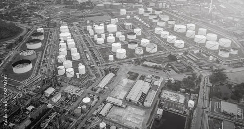 oil and gas refinery plant storage and tank aerial view