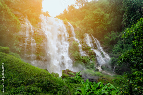 Wachiratarn Waterfall, Chiang Mai, Thailand, a beautiful mountain waterfall landscape photo