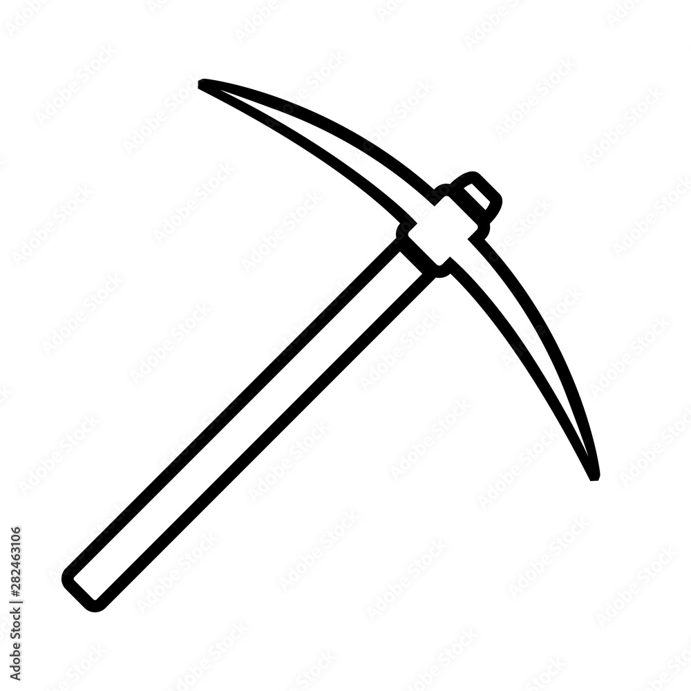 Pickaxe line icon, logo isolated on white background Pickaxe line icon, logo isolated on white background