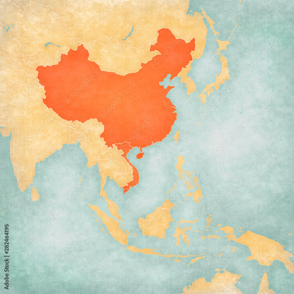 Map of East Asia - China and Vietnam