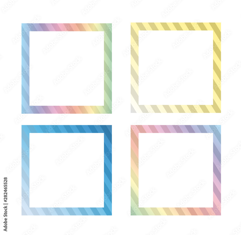 Square frames with gradient bright stripped pattern. Vector illustration Square frames with gradient bright stripped pattern. Vector illustration