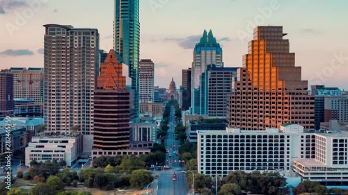 4K Drone Aerial Austin Texas Capital Timelapse Congress Dolly Zoom Parallax