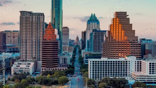 4K Drone Aerial Austin Texas Capital Timelapse Congress Dolly Zoom Parallax photo