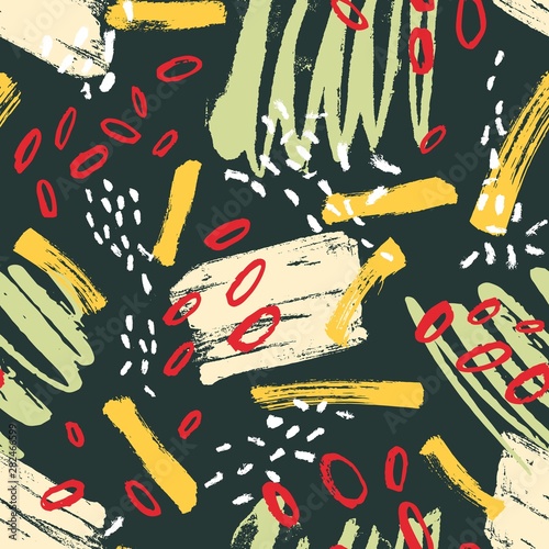 Abstract seamless pattern with colorful rough smears, marks, paint traces on ...