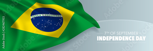 Cuadro en lienzo Brazil happy independence day vector banner, greeting card