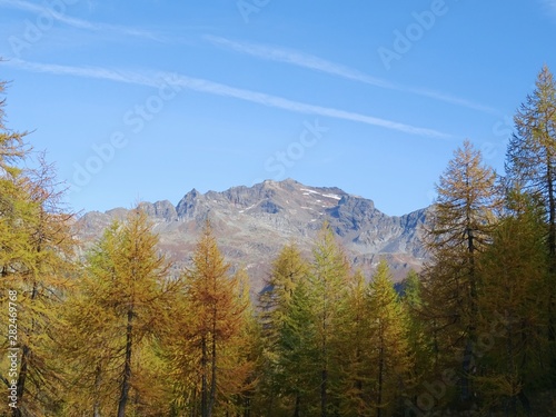 The mountains and the Nature of the Natural Park  Alpe Veglia and Devero   among the Italian Alps  near the town of Domodossola - October 2018.