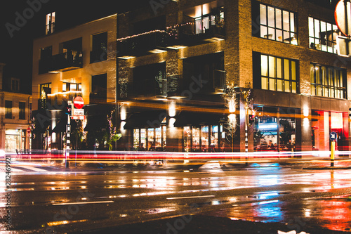 traffic in the city at night