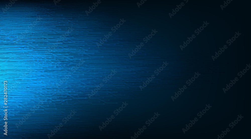Obraz premium Blured Blue Futuristic Speed Circuit Microchip Technology on Future Background,Digital and Connection Concept design,Free Space For text in put,Vector illustration.