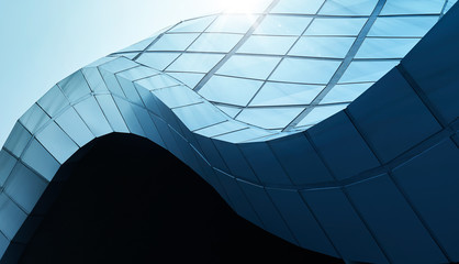 Modern architecture business building abstract curve line details steel facade background .
