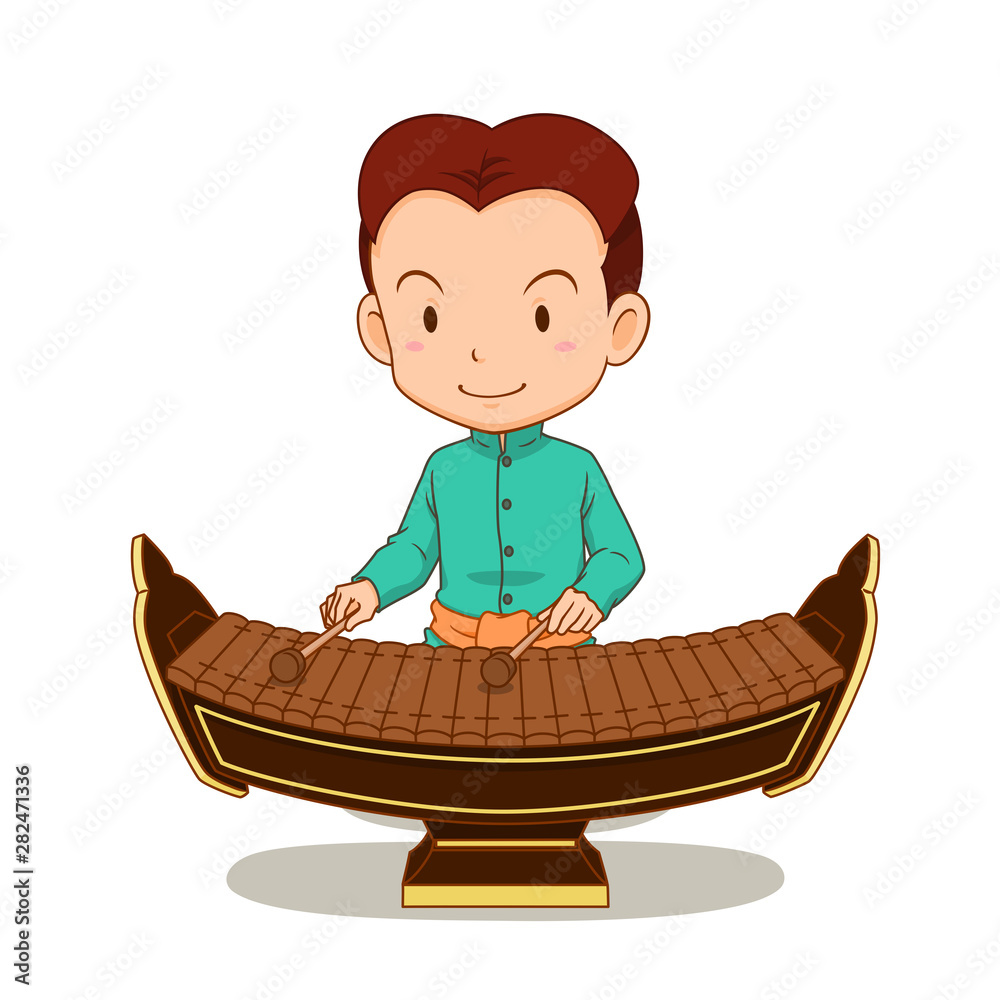 Cartoon character of boy playing Ranad. Thai musical instrument in the  percussion family. vector de Stock | Adobe Stock