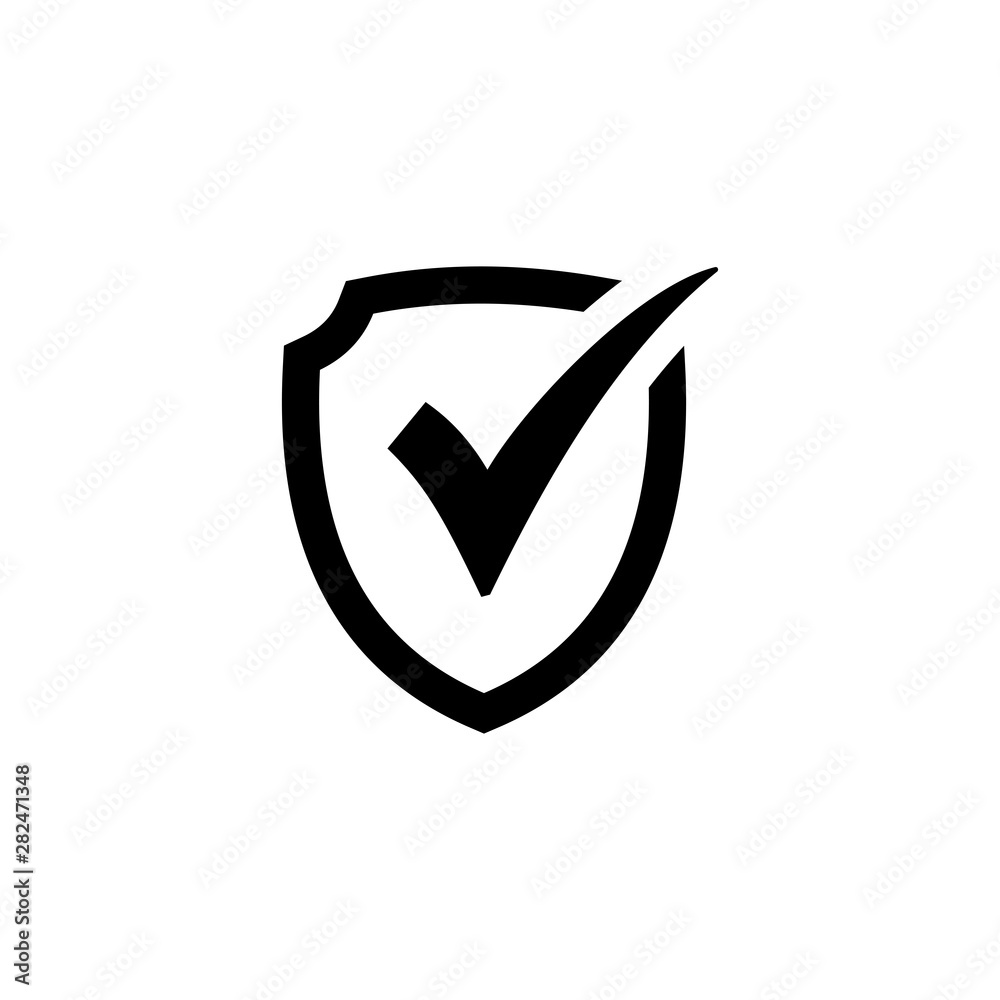 Shield with check mark icon, Tick mark symbol vector Shield with check mark icon, Tick mark symbol vector