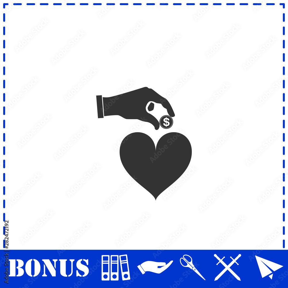 Love for money icon flat Love for money icon flat