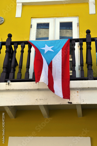 Puerto Rico Flag in balcony photo