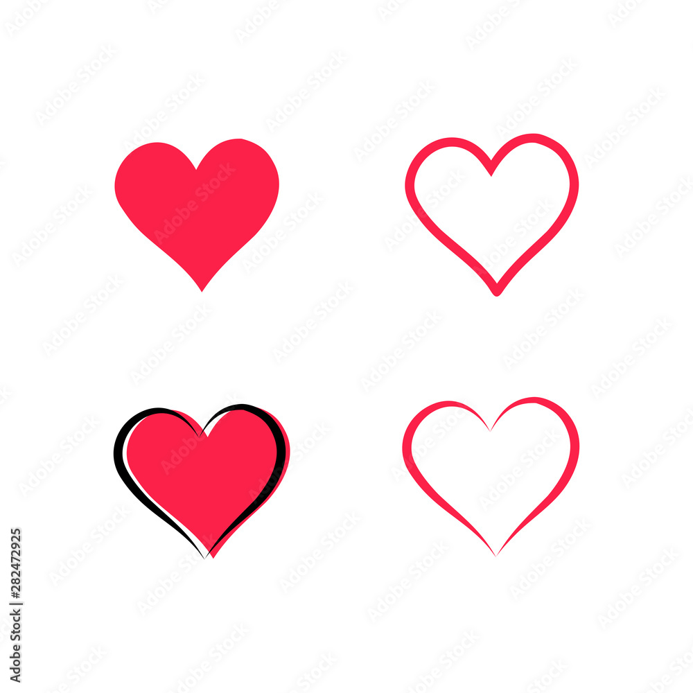heart icon set, love icon symbols set vector