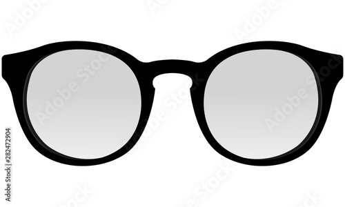 Round glasses in a black frame with optical lenses - dioptries