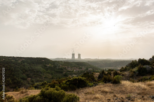 Landscape with nuclear station