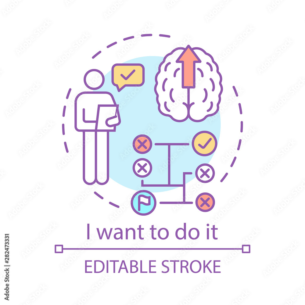 Brainstorming concept icon. Analytical thinking idea thin line illustration. I want to do it. Think freely. Brain stimulation. Solution searching. Vector isolated outline drawing. Editable stroke Brainstorming concept icon. Analytical thinking idea thin line illustration. I want to do it. Think freely. Brain stimulation. Solution searching. Vector isolated outline drawing. Editable stroke