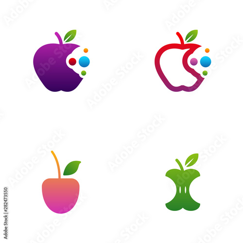 Set of Concept design Apple logo vector. Colorful apple logo template. Vector Illustration