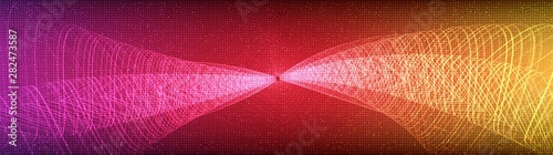 Panorama Colorful Digital Sound Wave  Background,technology and earthquake wave diagram concept,design for music studio and science,Vector Illustration.