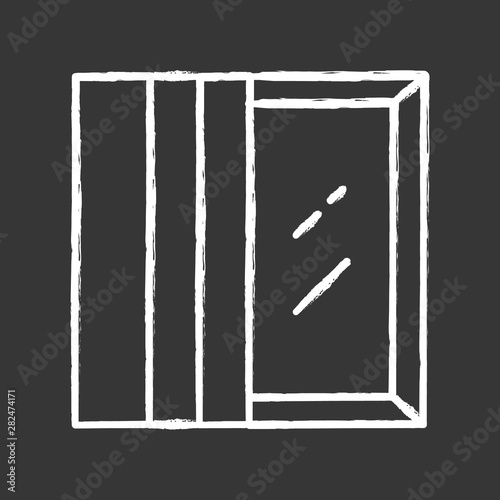 Panel tracks chalk icon. Vertical window coverings. Fabric panels. Living room  bedroom  kitchen decoration. Office window view. Home interior. Isolated vector chalkboard illustration