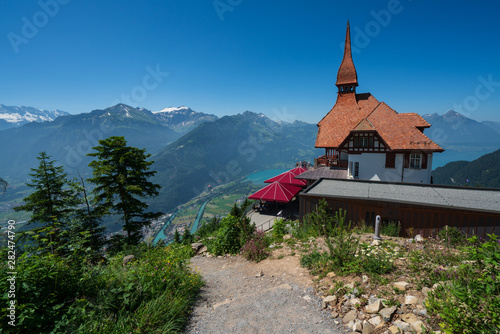 Top of Harder Kulm, view at river Aare and Lake Brienz