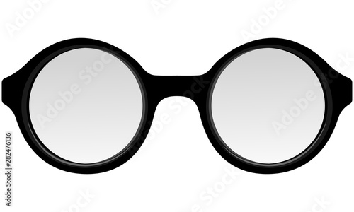 Round glasses in a black frame with optical lenses - dioptries