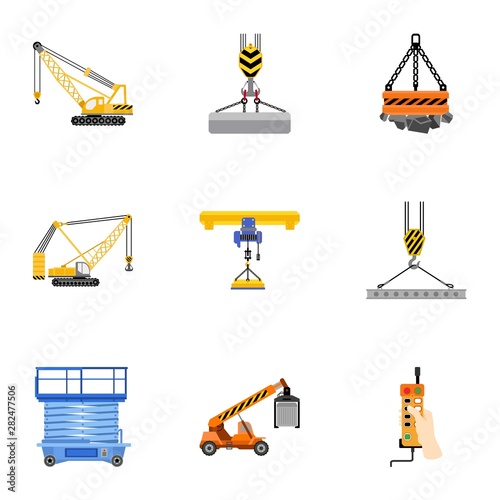 Lifting platform icon set. Flat set of 9 lifting platform vector icons for web design isolated on white background