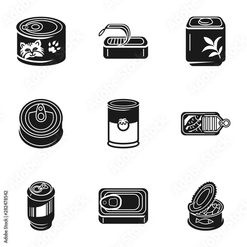 Tin can fish icon set. Simple set of 9 tin can fish vector icons for web design isolated on white background