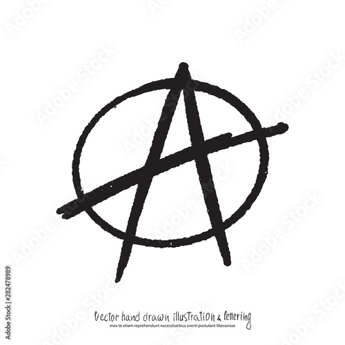 Vector illustration of black hand drawn anarchy sign