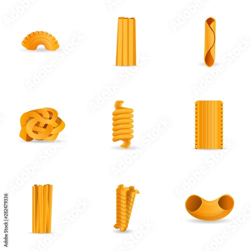 Culinary pasta icon set. Cartoon set of 9 culinary pasta vector icons for web design isolated on white background