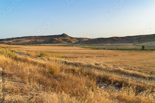 Sicilian Landscape with Wheat Fields after the Harvest, Caltanissetta, Sicily, Italy, Europe