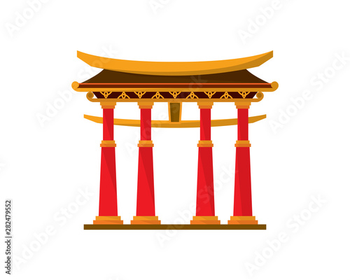 Detailed China Temple Gate Illustration 