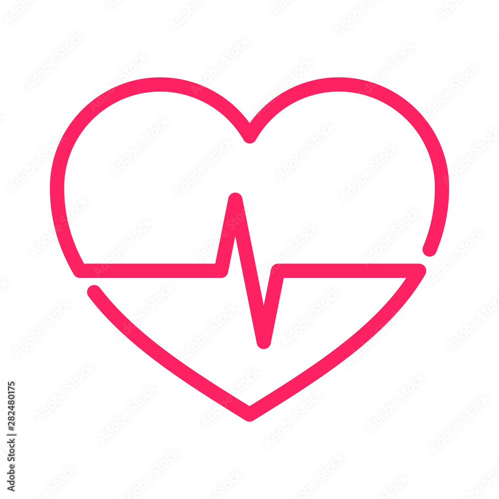 Heart with electrocardiogram icon. Heartbeat illustration.