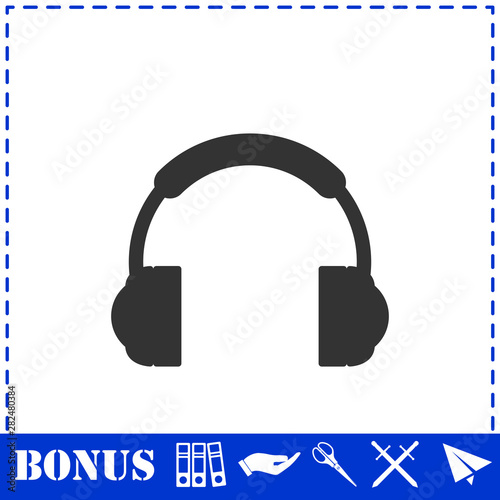 Headphones icon flat