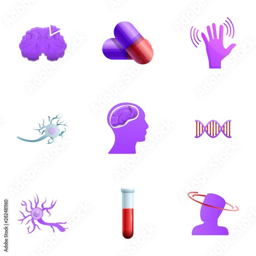 Granpa alzheimer disease icon set. Cartoon set of 9 granpa alzheimer disease vector icons for web design isolated on white background