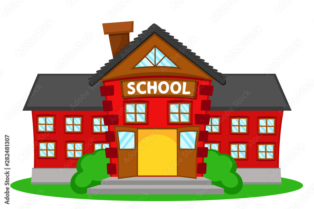 School building with open doors. Back to school. School building with open doors. Back to school.