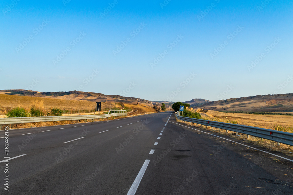 Landscape from the State Highway, Caltanissetta, Sicily, Italy, Europe
