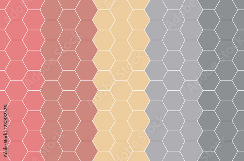 Abstract background of red, dark red, gold , dark blue grey and black hexagons for print, gift, web, scrap and patchwork