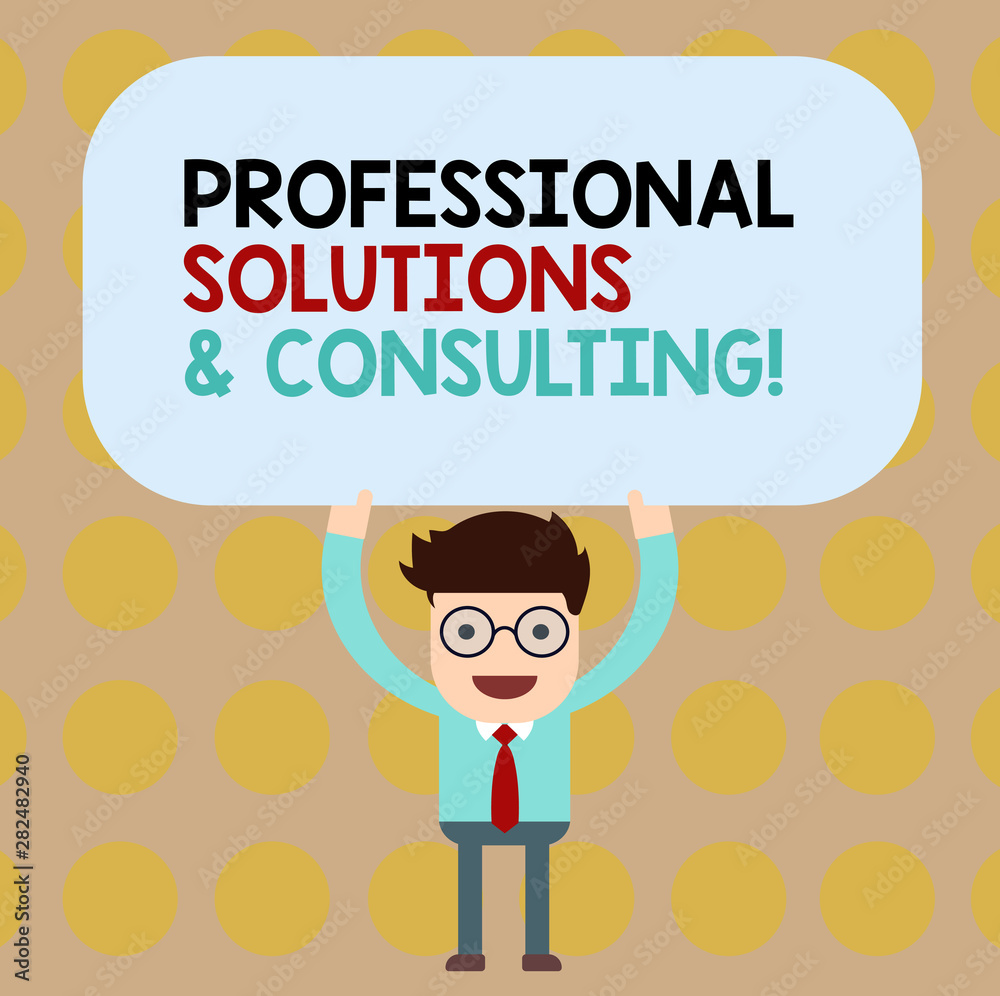 Conceptual hand writing showing Professional Solutions And Consulting. Business photo showcasing Business strategy good services Man Holding Above his Head Blank Rectangular Colored Board Conceptual hand writing showing Professional Solutions And Consulting. Business photo showcasing Business strategy good services Man Holding Above his Head Blank Rectangular Colored Board