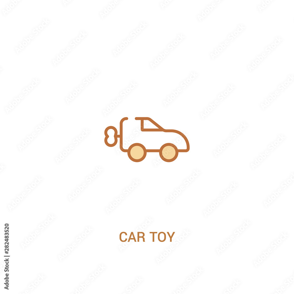car toy concept 2 colored icon. simple line element illustration. outline brown car toy symbol. can be used for web and mobile ui/ux.