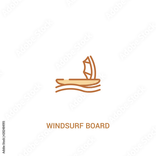windsurf board concept 2 colored icon. simple line element illustration. outline brown windsurf board symbol. can be used for web and mobile ui/ux.